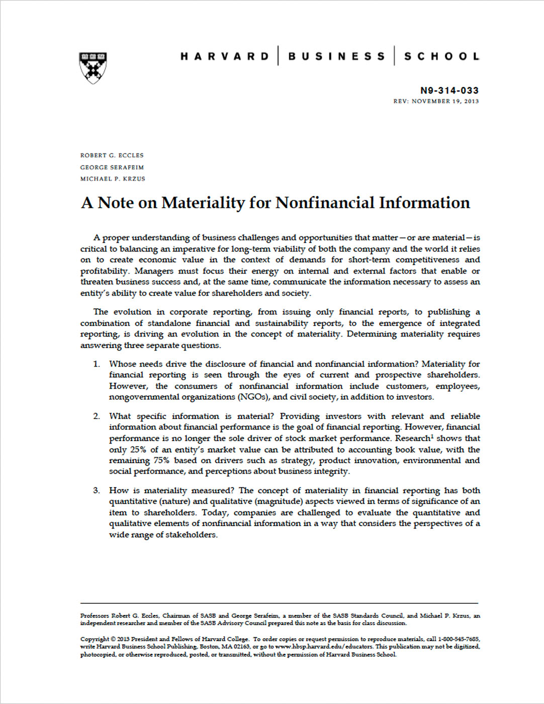  A Note on Materiality for Nonfinancial Information 